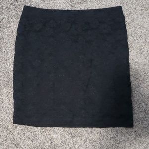 Black floral lace short skirt